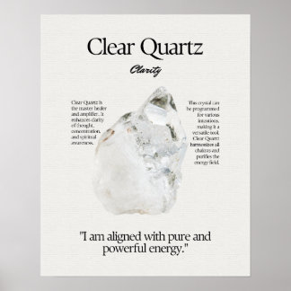 Affiche Carte de signification Crystal Gem Quartz Clear