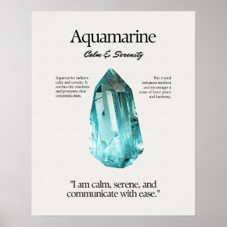 Affiche Carte de signification de cristal de Gem Aquamarin