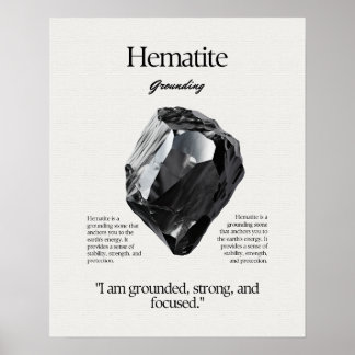 Affiche Carte de signification de cristal de Gem Hematite