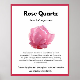 Affiche Carte de signification de cristal de quartz rose