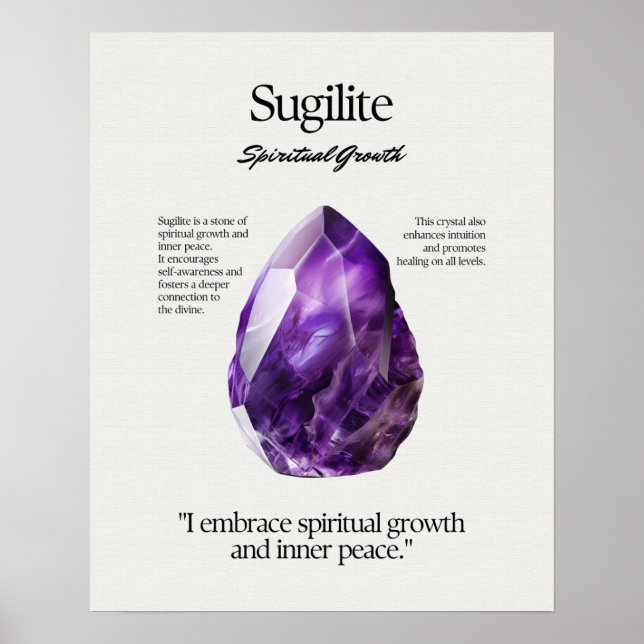 Affiche Carte De Signification De Cristal Gem Sugilite (Devant)