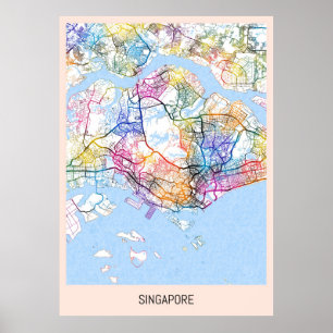Affiche Carte de Singapour