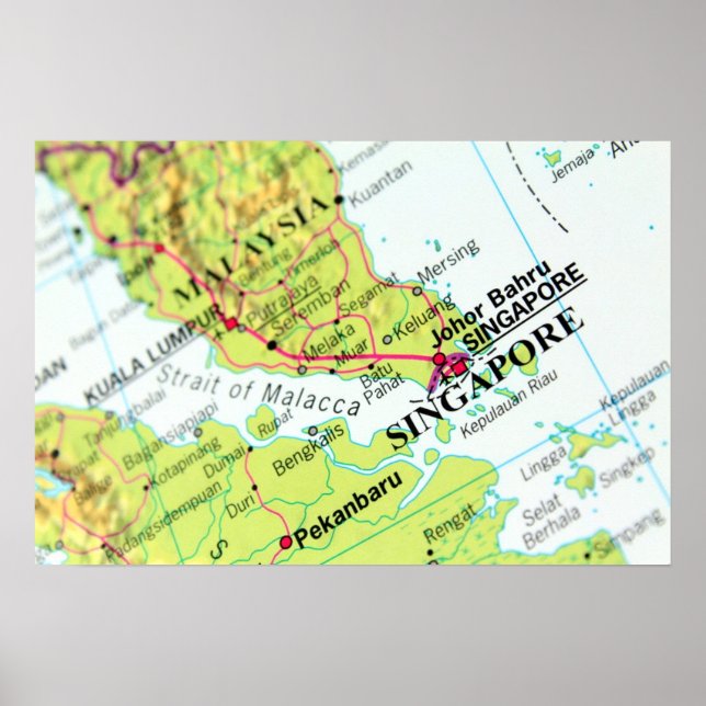 Affiche Carte de Singapour (Devant)