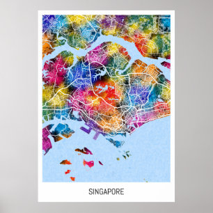 Affiche Carte de Singapour