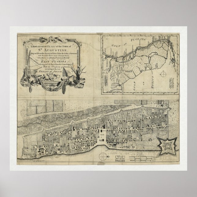 Affiche Carte de St. Augustine Floride (1764) (Devant)