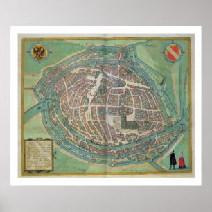 Affiche Carte de Strasbourg, de 'Civitates Orbis Terrarum