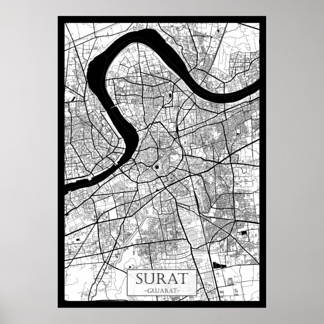 Affiche Carte de Surat Gujarat (Devant)