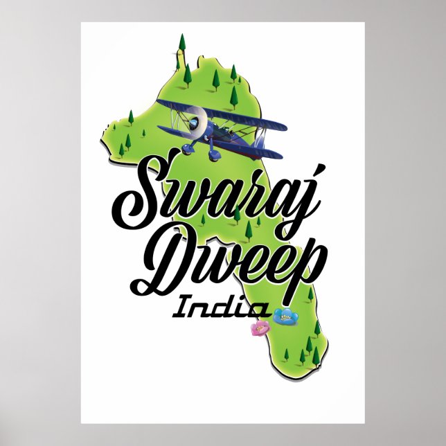Affiche Carte de Swaraj Dweep Inde (Devant)