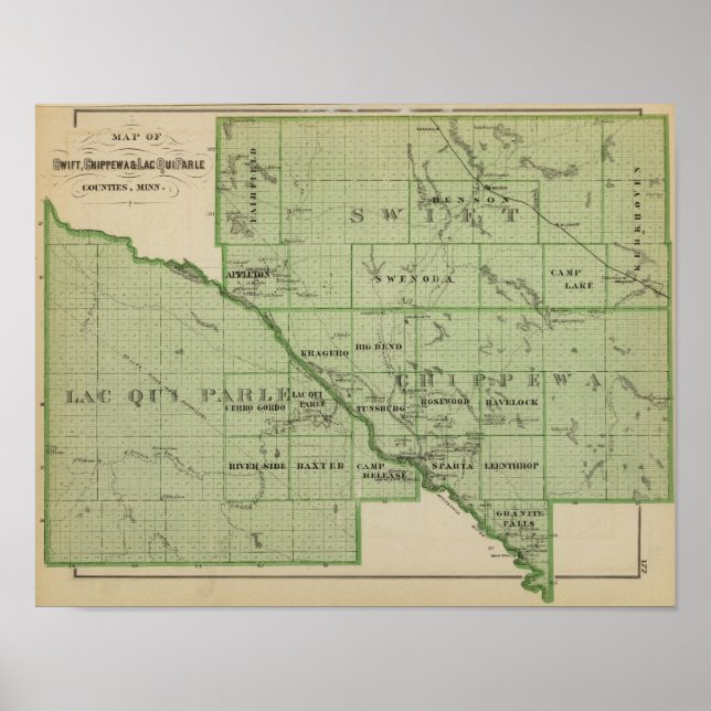 Affiche Carte de Swift, Minnesota (Devant)