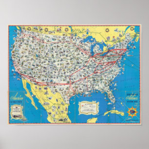 Affiche Carte de système d'American Airlines