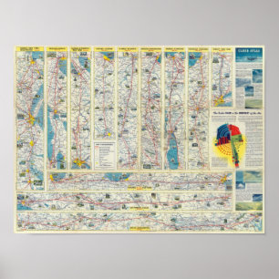 Affiche Carte de système d'American Airlines de verso