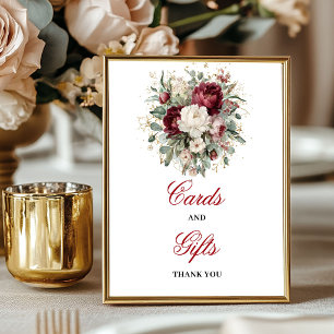 Affiche Carte de Table Moderne Rose Bourgogne pour Cadeaux