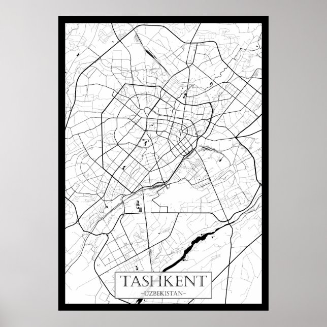 Affiche Carte de Tachkent Ouzbékistan (Devant)