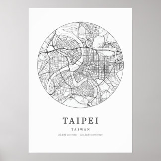 Affiche Carte de Taipei Taiwan