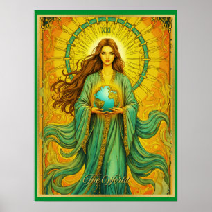 Affiche Carte de tarot Art Nouveau Le Monde