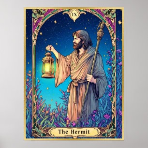 Affiche Carte de tarot Art Nouveau, l'Ermite