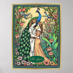 Affiche Carte de tarot Art Nouveau, Les Amoureux