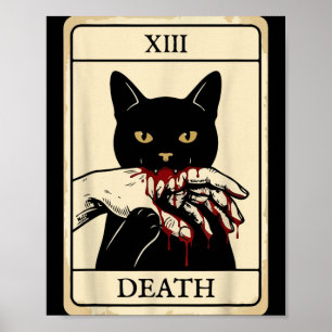 Affiche Carte de Tarot Chat Noir Occulte Sorcière Chat Noi