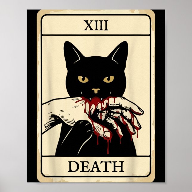 Affiche Carte de Tarot Chat Noir Occulte Sorcière Chat Noi (Devant)