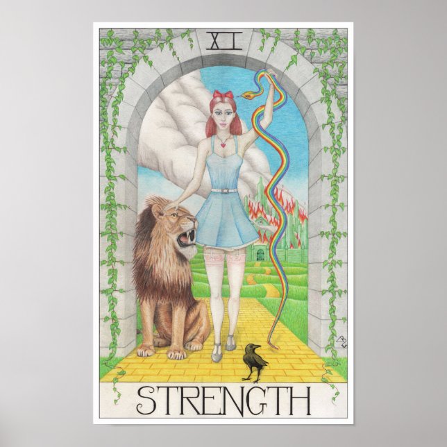 Affiche carte de tarot de la force (Devant)