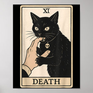 Affiche Carte de Tarot de la Mort Chat Noir Halloween Sorc
