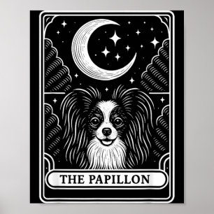 Affiche Carte de tarot de maman chien Papillon Lune croiss