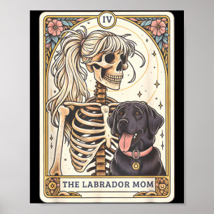 Affiche Carte de tarot de maman Labrador noir Squelette de
