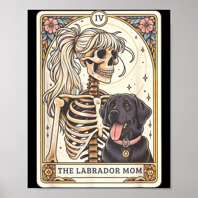 Affiche Carte de tarot de maman Labrador noir Squelette de (Devant)
