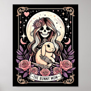 Affiche Carte de tarot de maman lapin mignon squelette lun