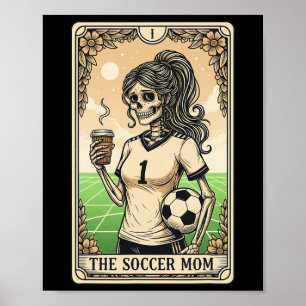 Affiche Carte de tarot de mère de football vintage Hallowe
