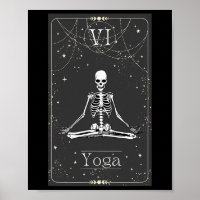 Carte de tarot de yoga de squelette d'Halloween