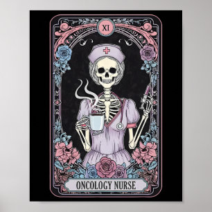 Affiche Carte de tarot d'infirmière en oncologie squelette