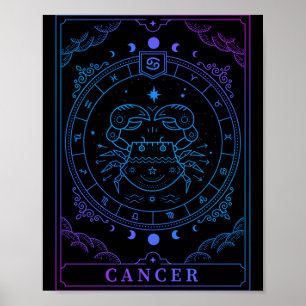 Affiche Carte de tarot du Cancer Signe du zodiaque Horosco