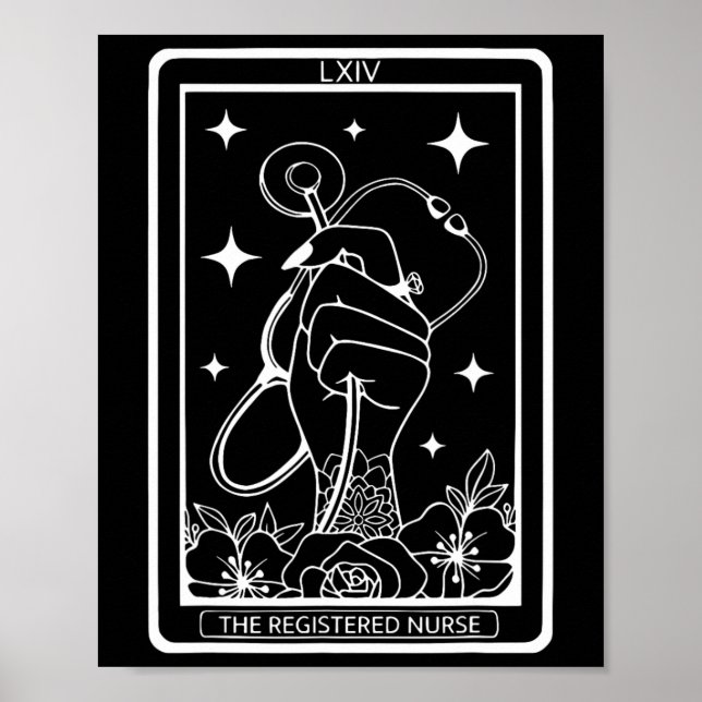 Affiche Carte de Tarot Infirmière Enregistrée Rn Stethosco (Devant)
