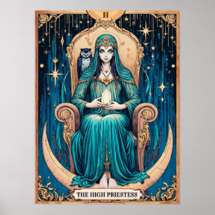 Affiche Carte de tarot, la Grande Prêtresse 2