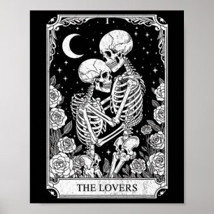 Affiche Carte de tarot Les Amants squelette gothique Hallo