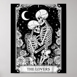 Affiche Carte de tarot Les Amoureux Squelette Gothique Hal