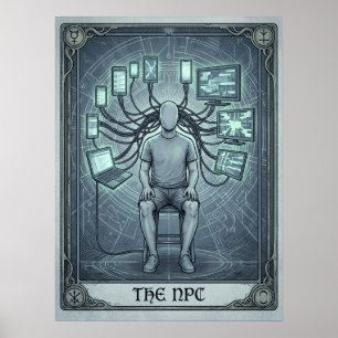 Affiche Carte de tarot PNJ Dystopie des médias sociaux
