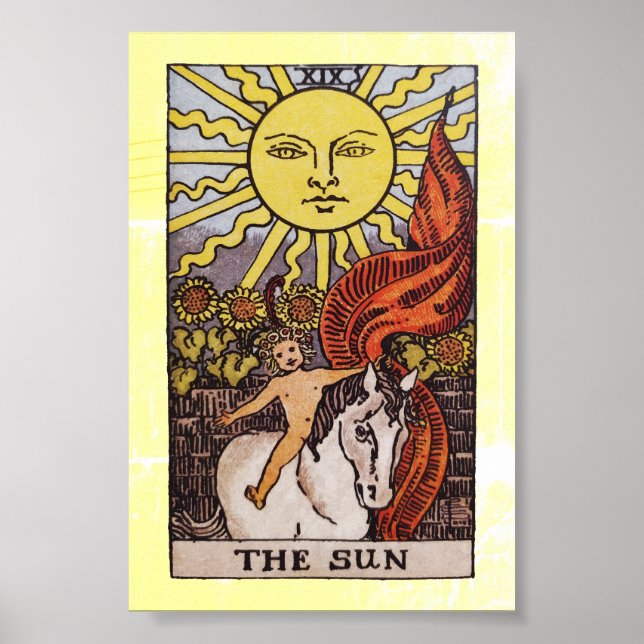 Affiche Carte de Tarot RWS "Le Soleil" pour une bonne fort (Devant)