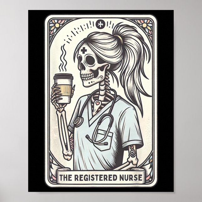 Affiche Carte de tarte de l'infirmière inscrite Skeleton R (Devant)