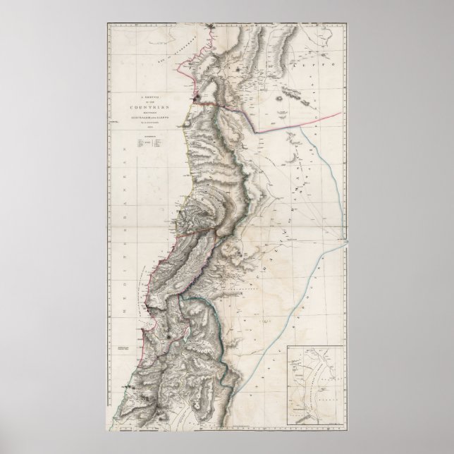 Affiche Carte de Terre Sainte 1814 (Devant)