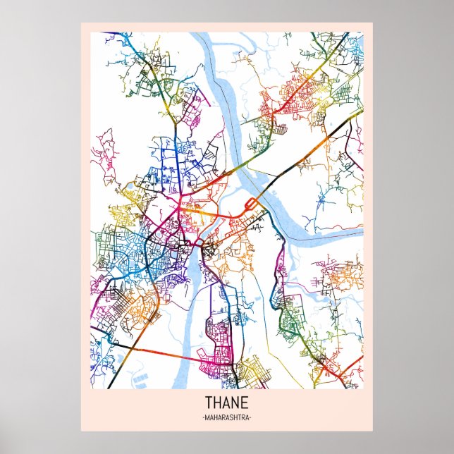 Affiche Carte de Thane Maharashtra (Devant)