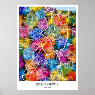 Affiche Carte de Tiruchirappalli Tamil Nadu