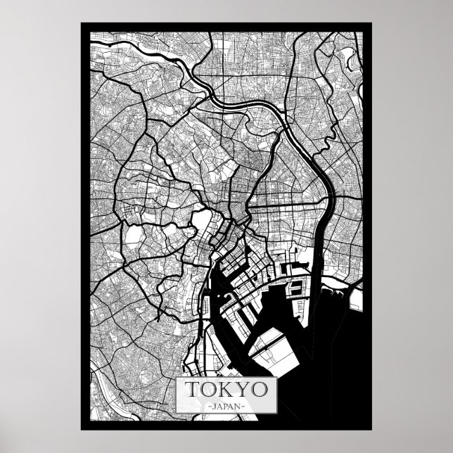 Affiche Carte de Tokyo Japon (Devant)