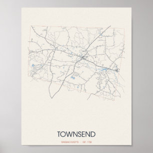 Affiche Carte de Townsend Massachusetts