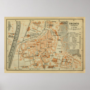 Affiche Carte de Trente vintage Italie (1911)
