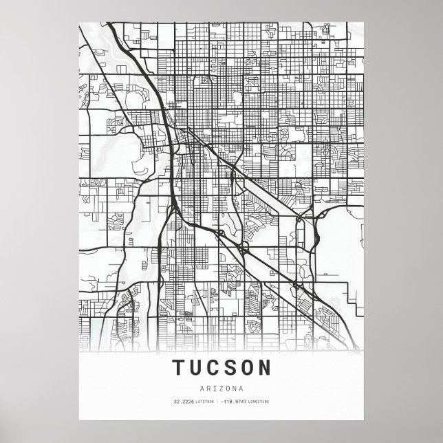 Affiche Carte de Tucson (Devant)