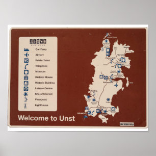 Affiche Carte de Unst, Shetland Isles Irlande