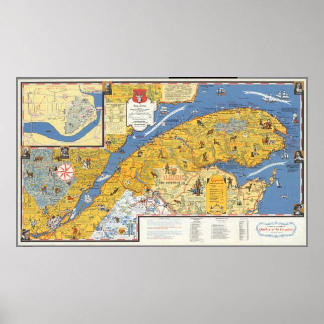 Affiche Carte de Vacanes, Québec, Gaspésie (Canada) (Devant)