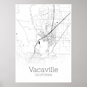 Affiche Carte de Vacaville - Californie - Carte de la vill